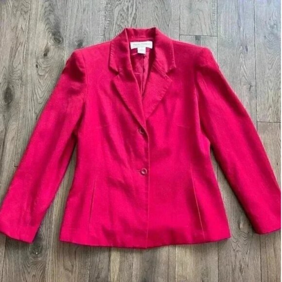 Rena Rowan Red Wool Blazer Size 10 Vintage Woolmark Tailored Suit Jacket - Picture 1 of 8